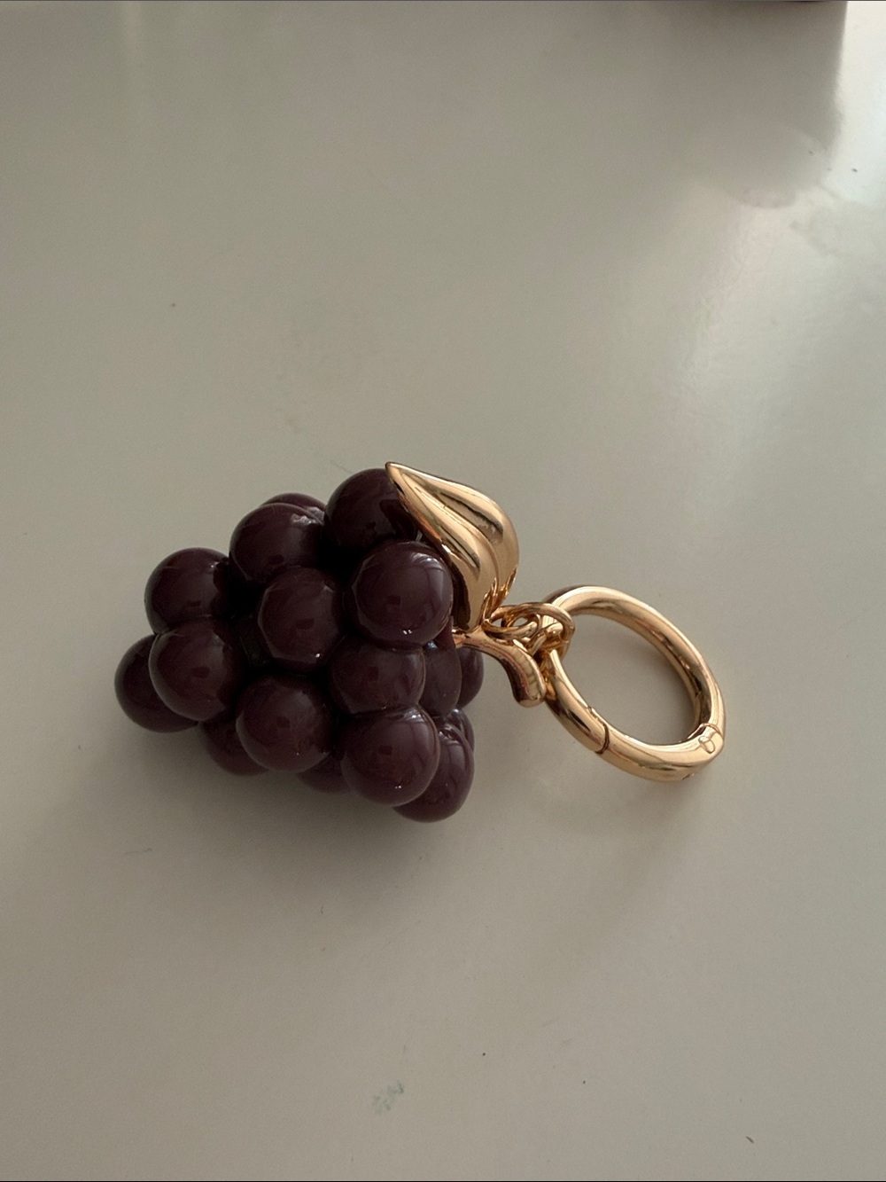 Little Words ProjectGrape Cluster Bag Charm in Deep Plum with Gold Hardware